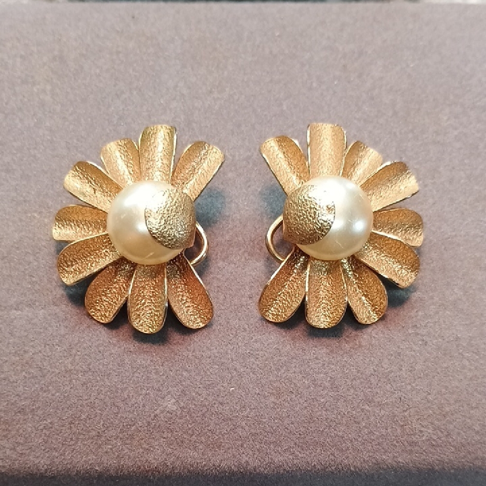 Napier Gold Flower Pearl Earrings